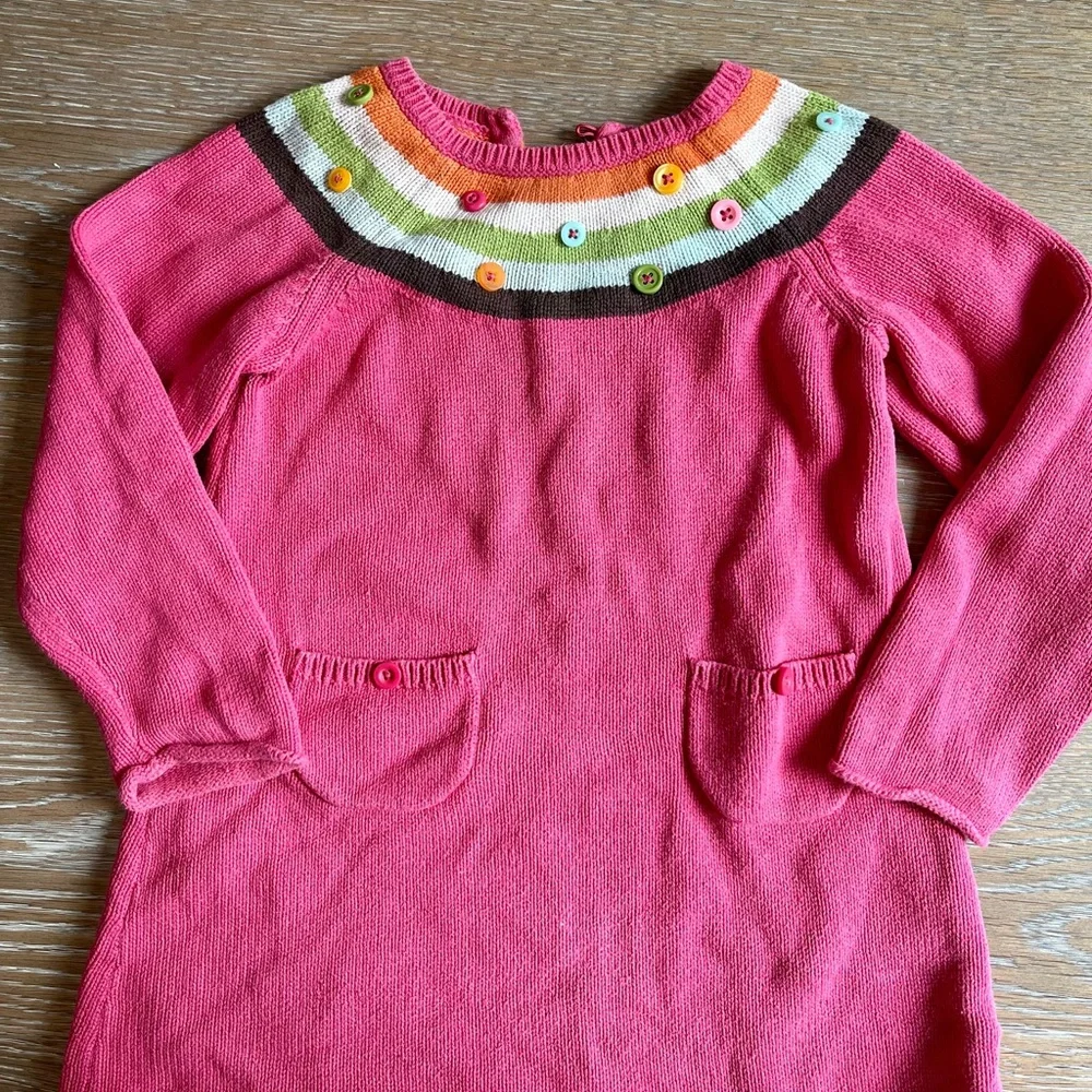 Gymboree Girls pink‎ sweater dress w front pockets & button accents, size 4T EUC